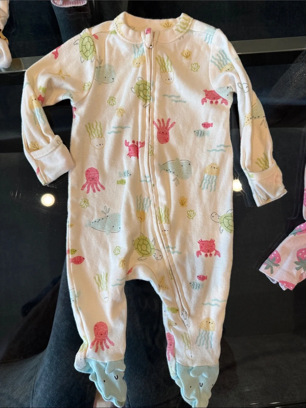 Old Navy Pink Strawberry & Pastel Print Baby One-Piece Sleepers - 4-Pack